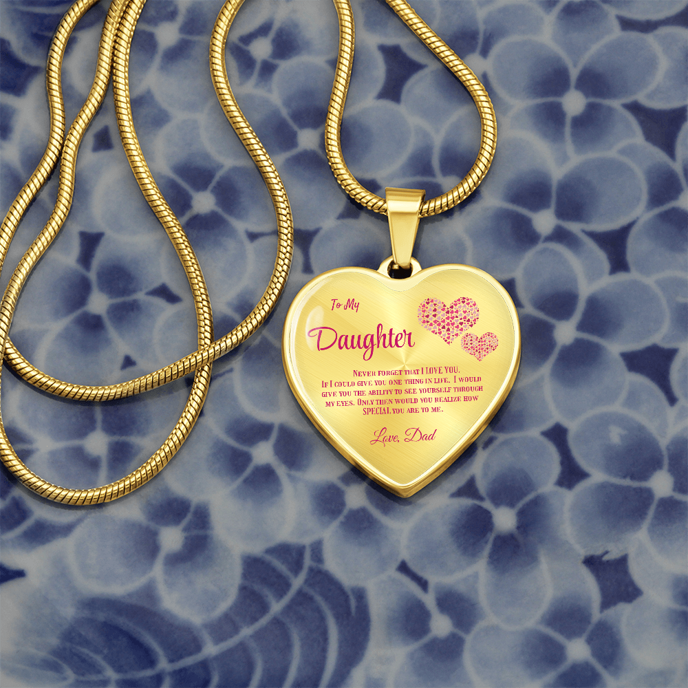 Heartfelt Luxury Gift from Dad: Stunning Heart Pendant Necklace for Daughter, Symbol of Love & Affection