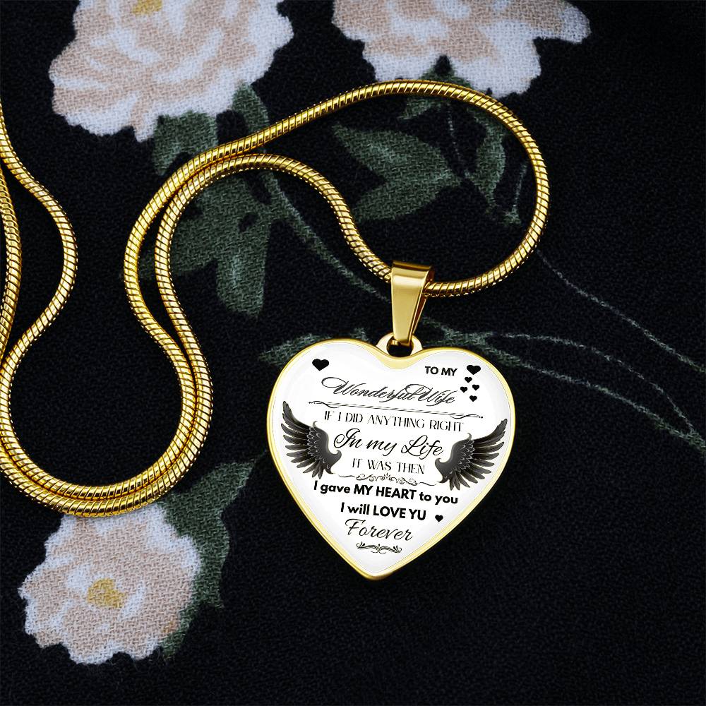 Angel Wings Necklace – To My Wonderful Wife Love Gift, Sentimental Jewelry for Wife's Birthday, Anniversary, or Just Because