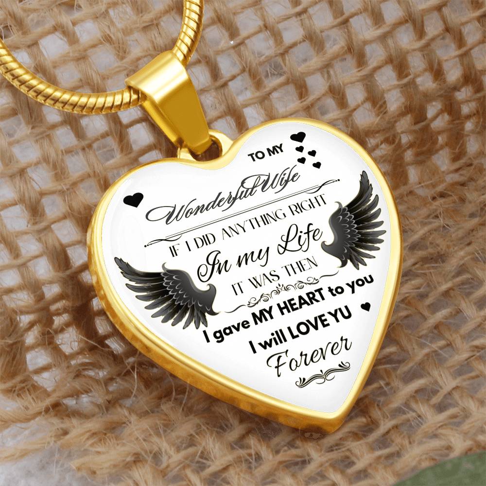 Angel Wings Necklace – To My Wonderful Wife Love Gift, Sentimental Jewelry for Wife's Birthday, Anniversary, or Just Because
