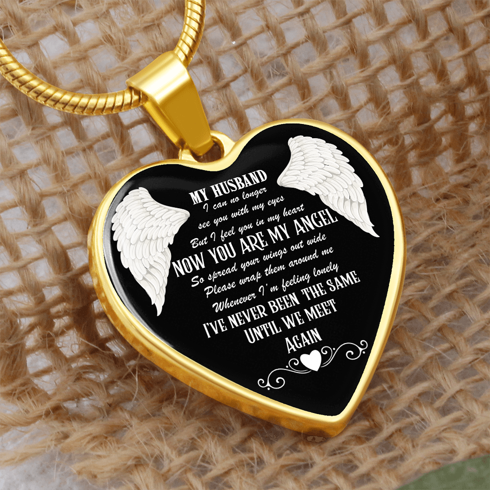 Graphic Heart Necklace My Husband now you are my Angel