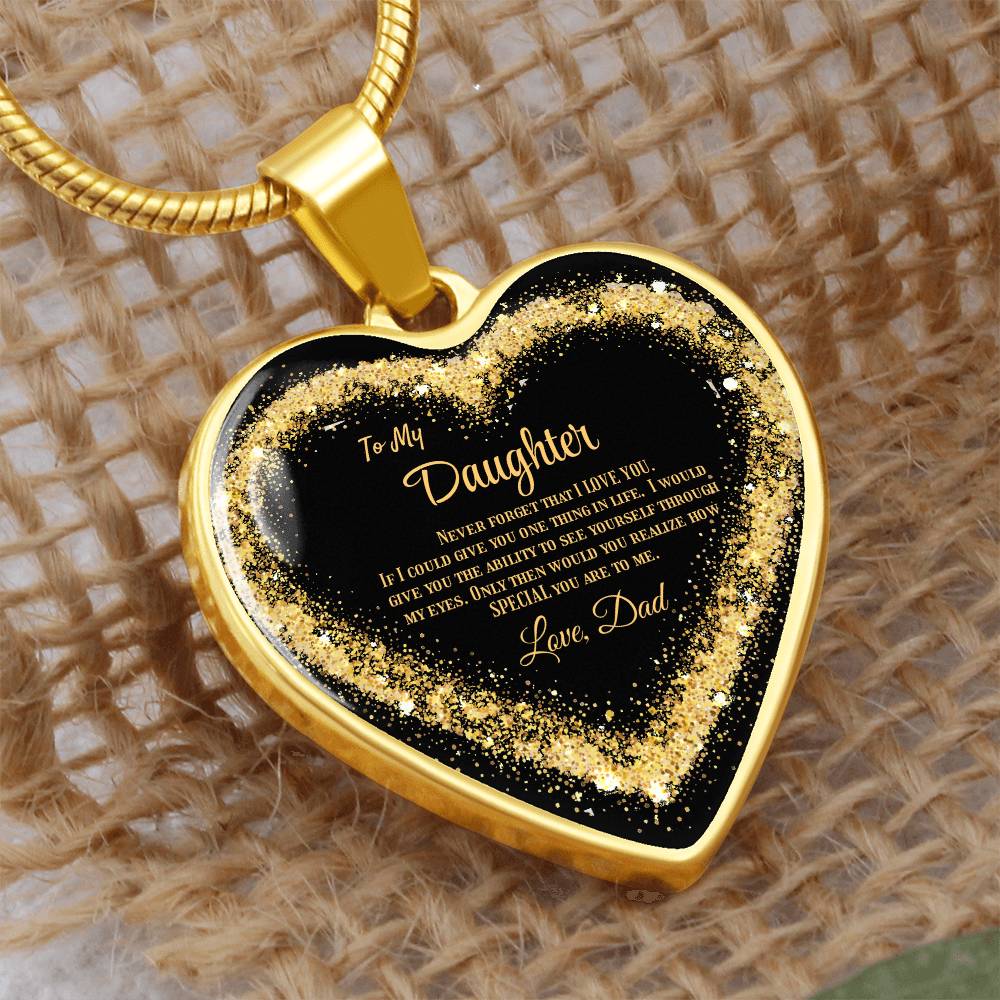 Luxury Heart pendant Necklace To my Daughter, love Dad