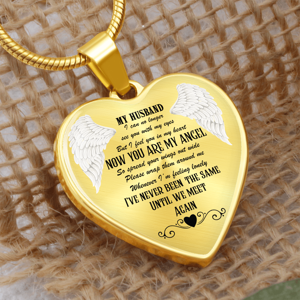 Luxury Graphic Heart Necklace My Husband now you are my Angel