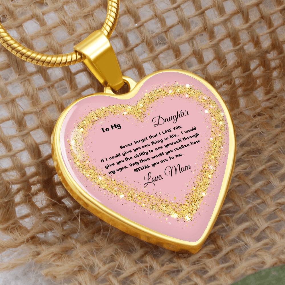 Luxury Heart Pendant Necklace – To My Daughter, Love Mom | Personalized Jewelry Gift