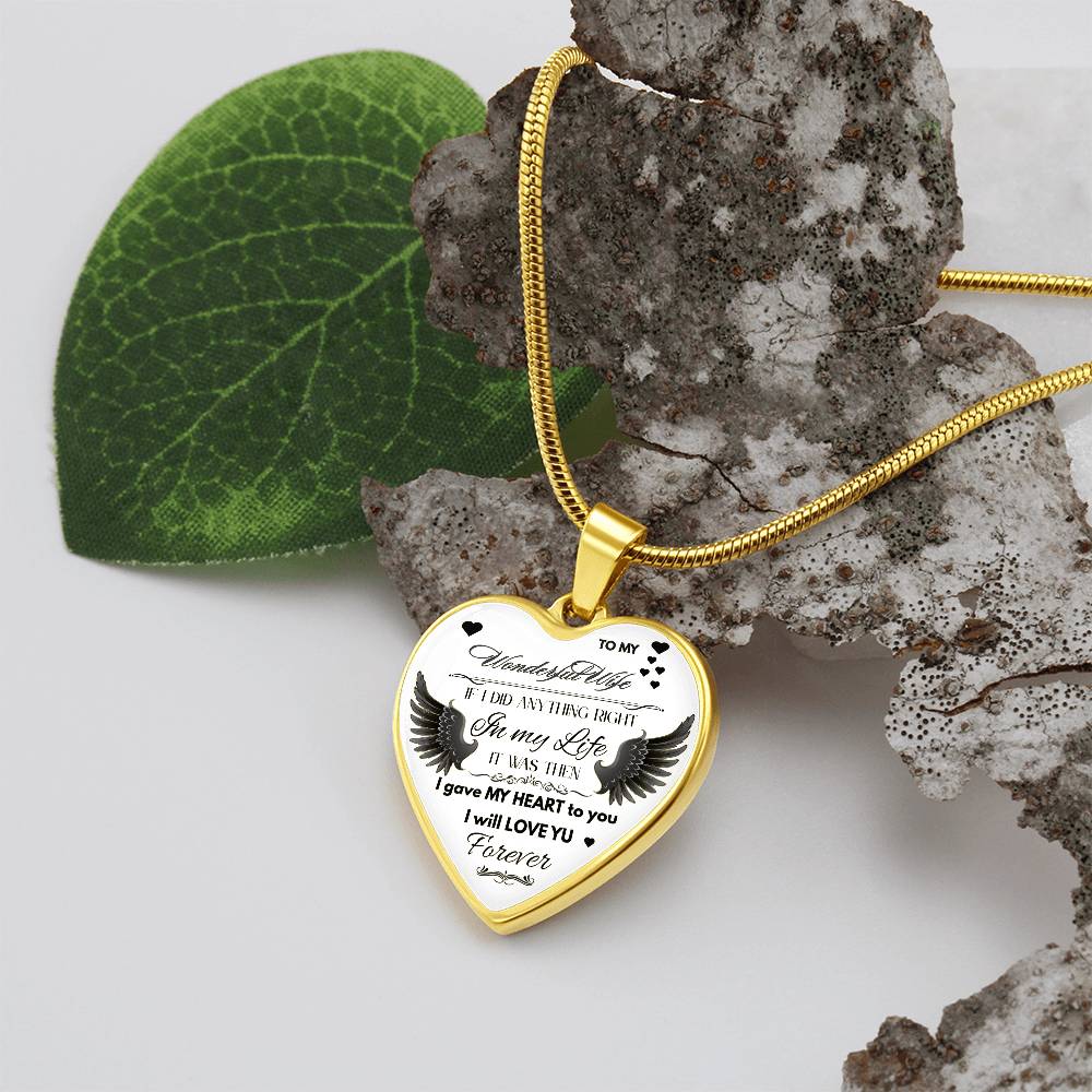 Angel Wings Necklace – To My Wonderful Wife Love Gift, Sentimental Jewelry for Wife's Birthday, Anniversary, or Just Because