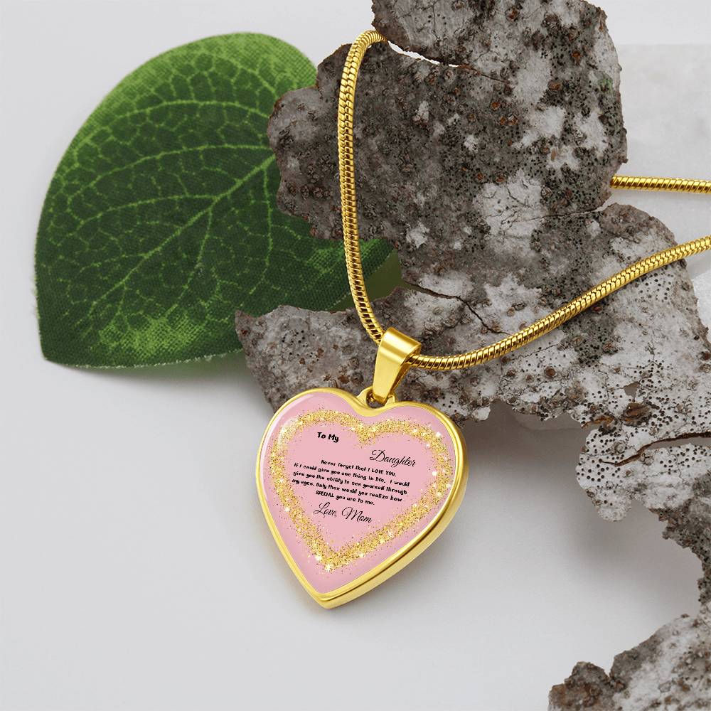 Luxury Heart Pendant Necklace – To My Daughter, Love Mom | Personalized Jewelry Gift