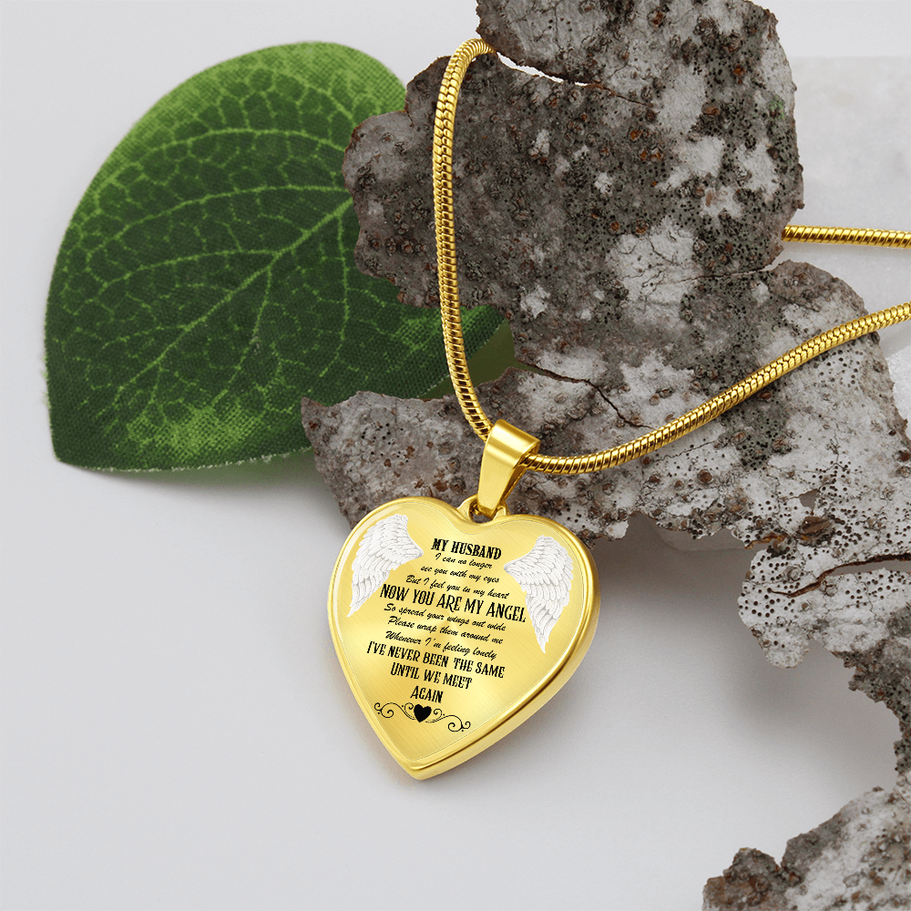 Luxury Graphic Heart Necklace My Husband now you are my Angel