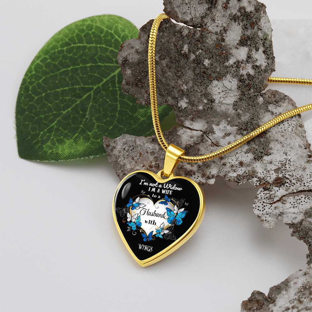 Luxury Graphic Heart Necklace I'm not a Widow Butterflies design