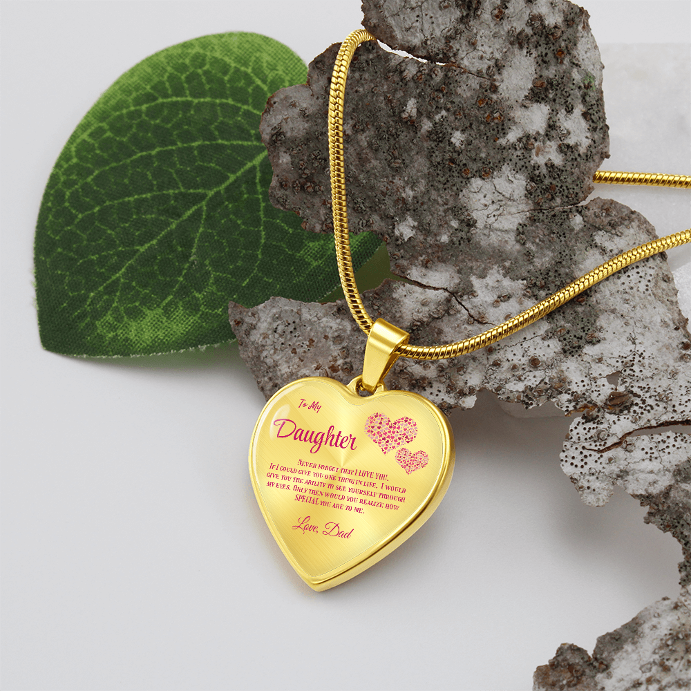 Heartfelt Luxury Gift from Dad: Stunning Heart Pendant Necklace for Daughter, Symbol of Love & Affection