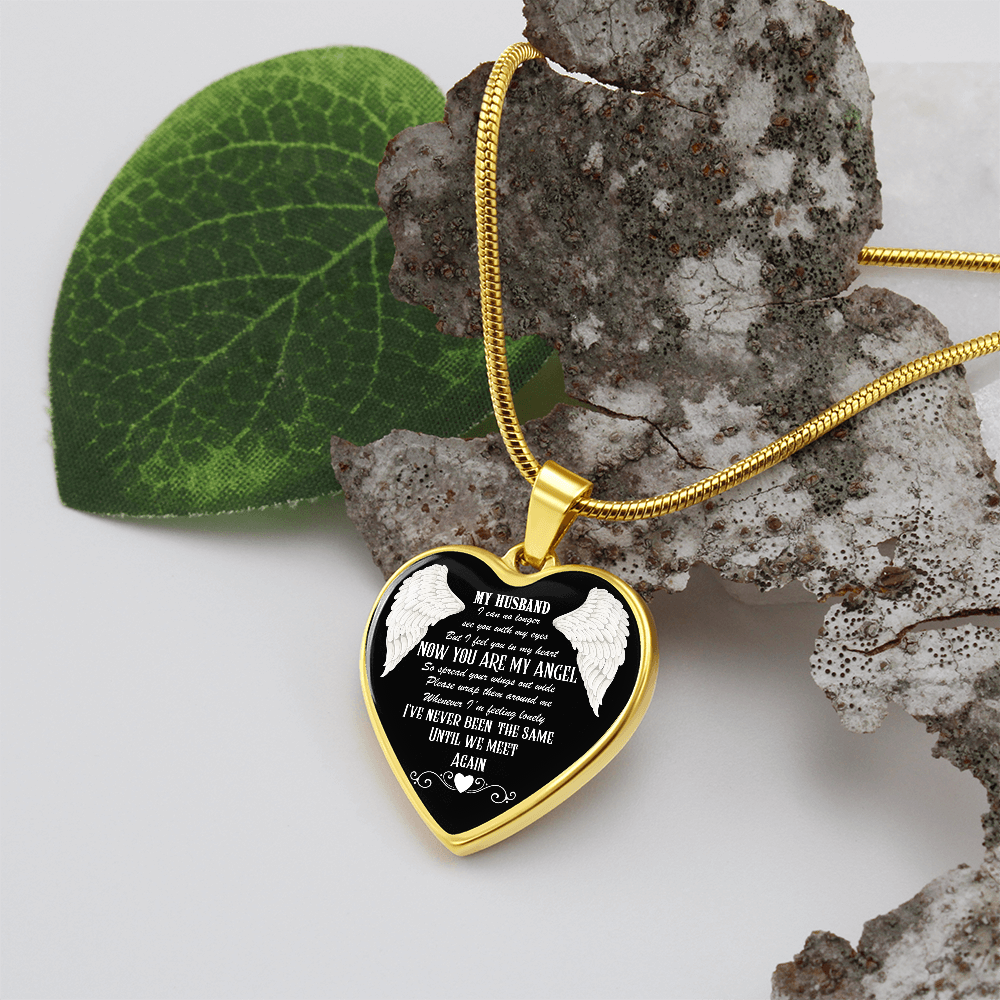 Graphic Heart Necklace My Husband now you are my Angel