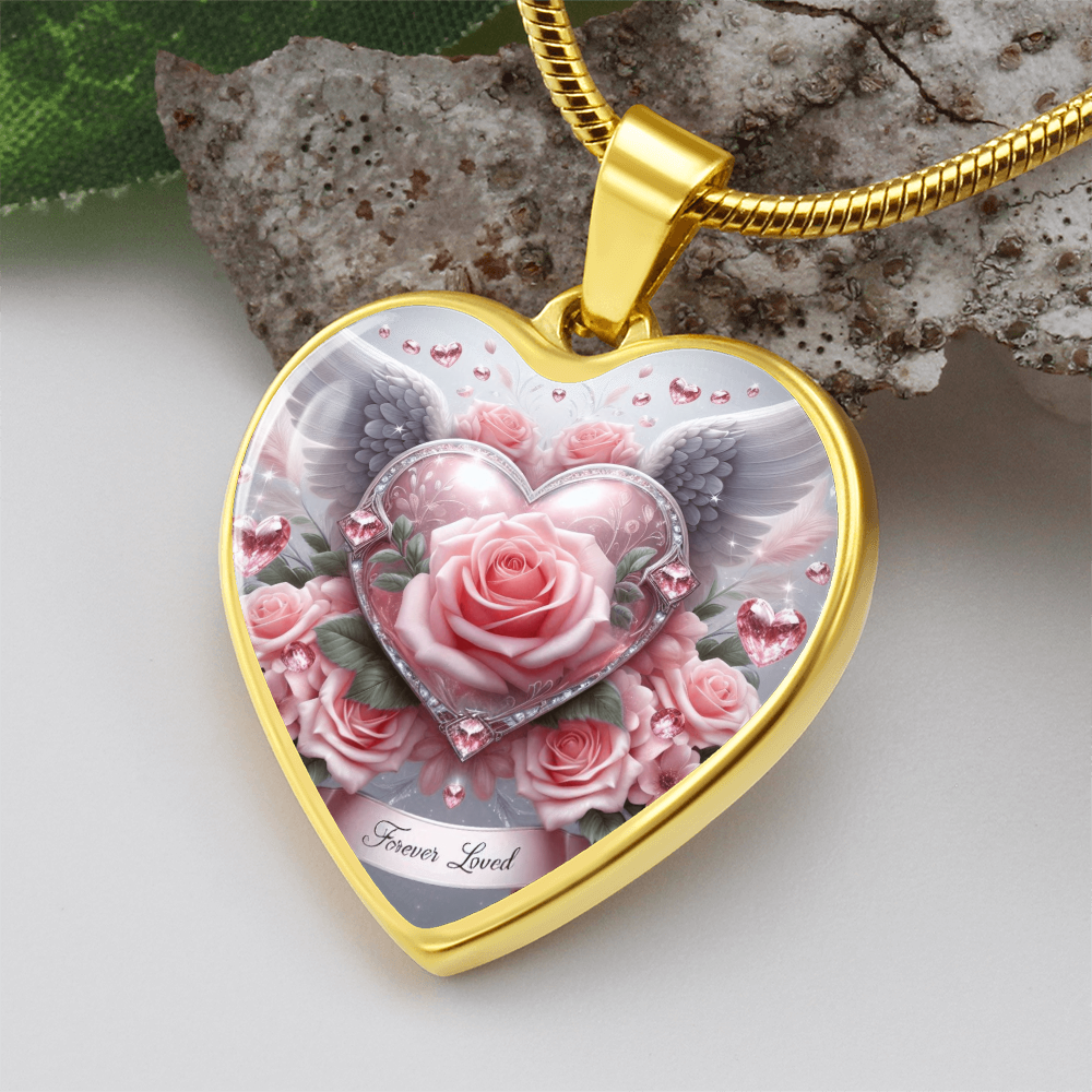 Luxury Heart Necklace Memorial Jewelry – Forever Loved Graphic Pendant Gift for Women Loved One Keepsake