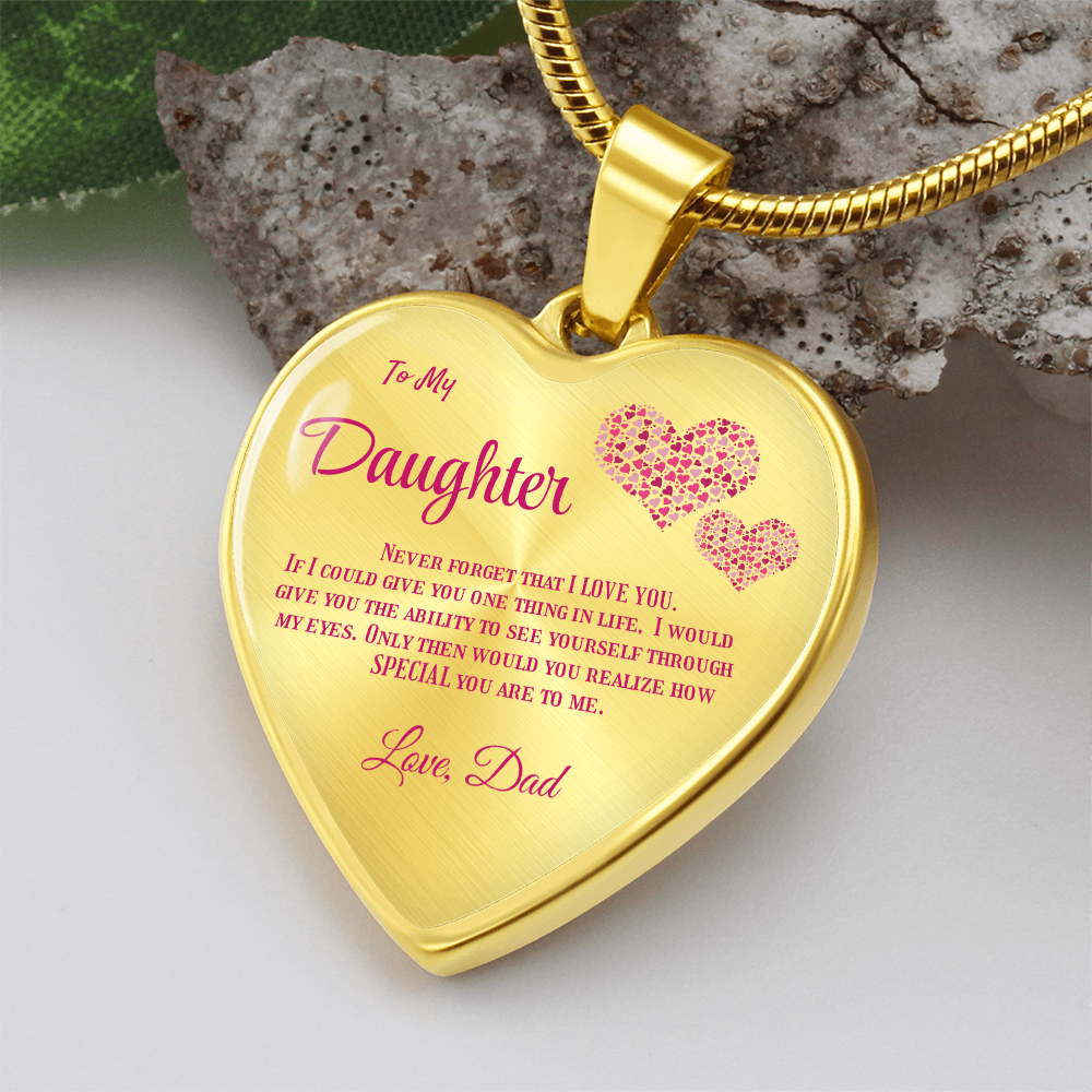Heartfelt Luxury Gift from Dad: Stunning Heart Pendant Necklace for Daughter, Symbol of Love & Affection