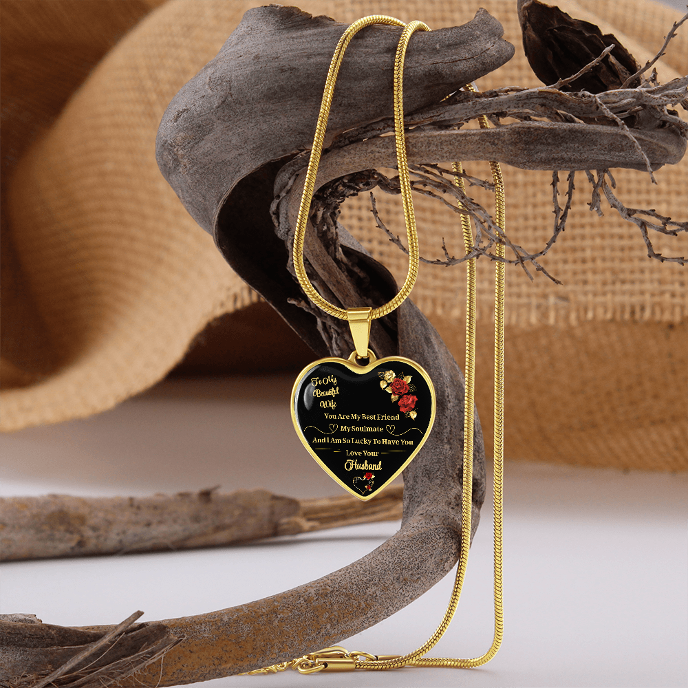 Luxury Graphic Heart Necklace to My Wife You Are My Best Friend I Always Love You Heart Pendant Necklace to Wife Anniversary Birthday Gift From Husband
