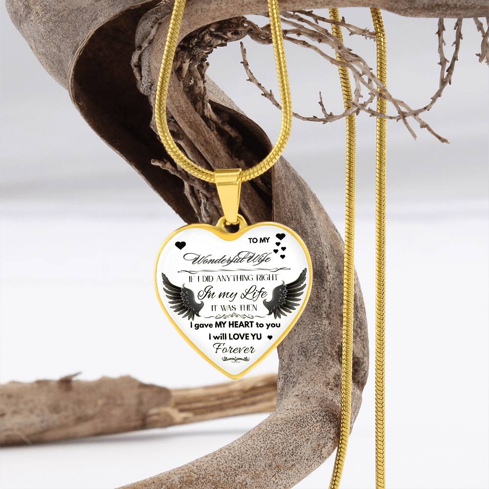 Angel Wings Necklace – To My Wonderful Wife Love Gift, Sentimental Jewelry for Wife's Birthday, Anniversary, or Just Because