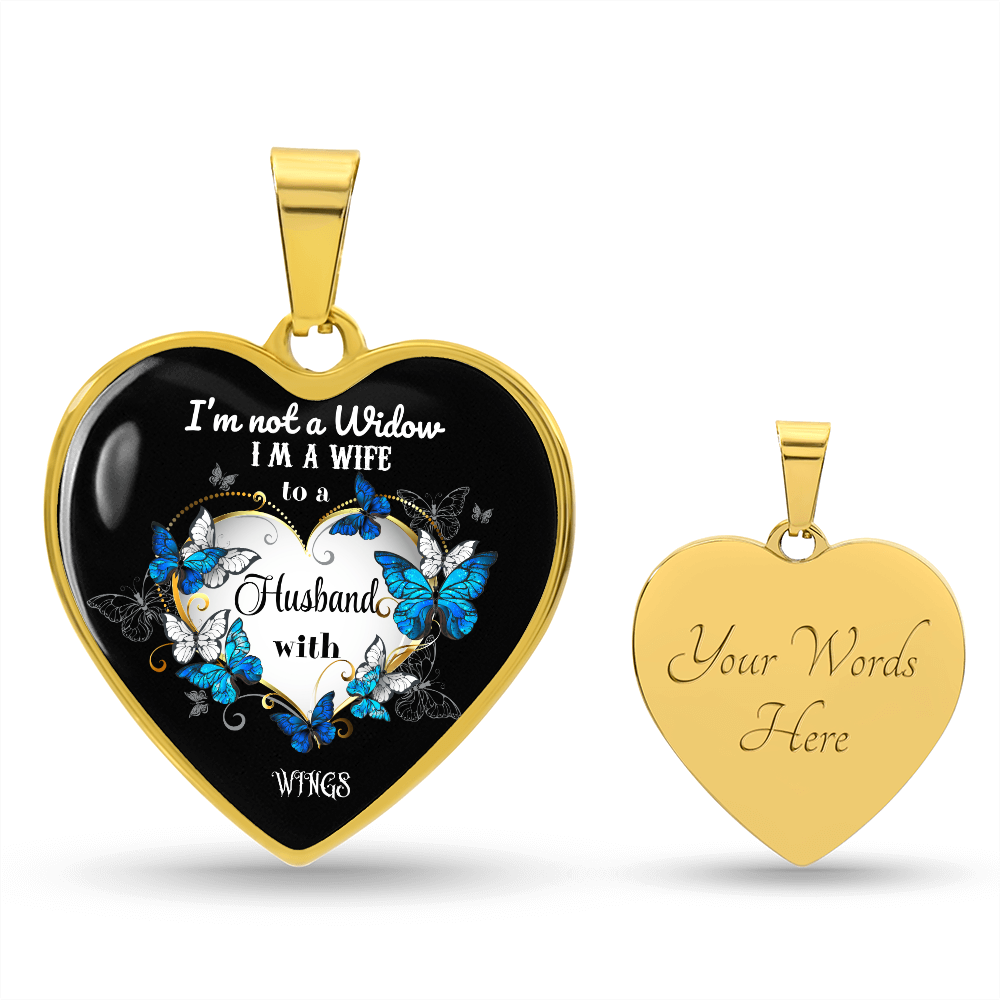 Luxury Graphic Heart Necklace I'm not a Widow Butterflies design