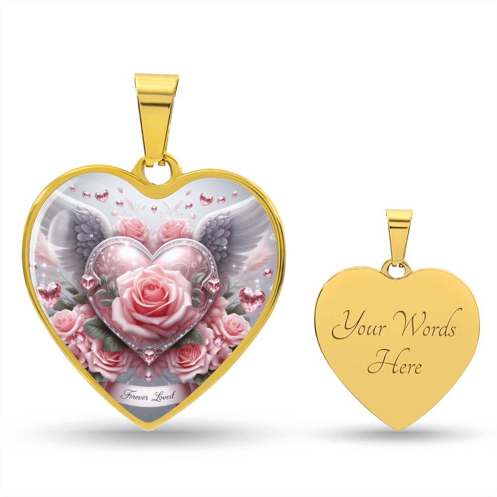 Luxury Heart Necklace Memorial Jewelry – Forever Loved Graphic Pendant Gift for Women Loved One Keepsake