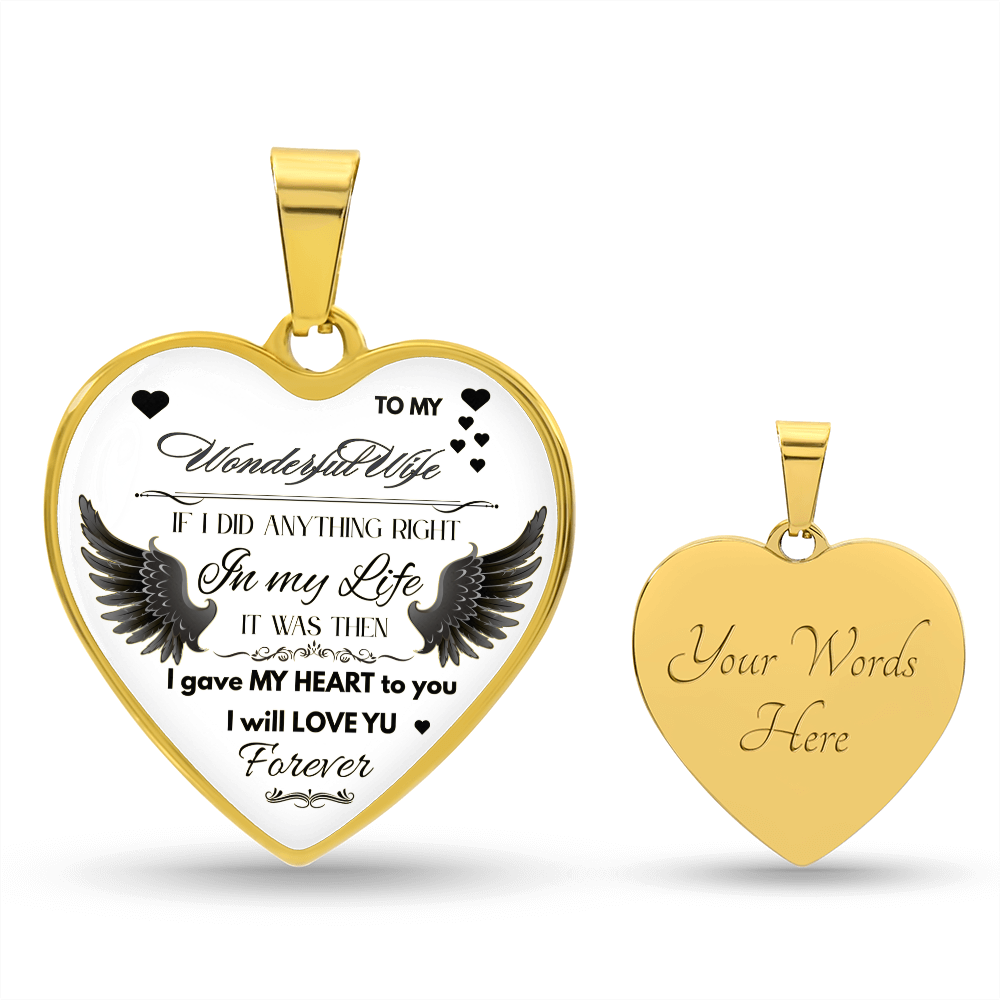 Angel Wings Necklace – To My Wonderful Wife Love Gift, Sentimental Jewelry for Wife's Birthday, Anniversary, or Just Because