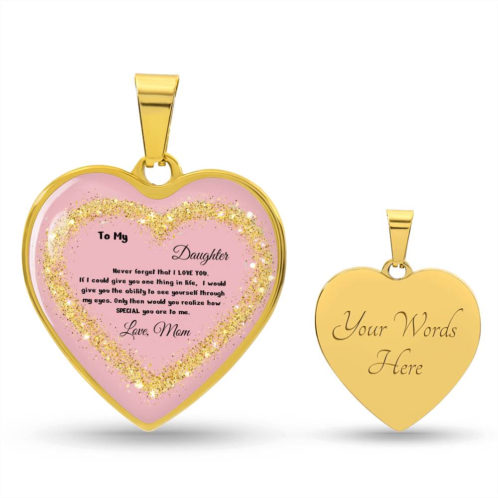 Luxury Heart Pendant Necklace – To My Daughter, Love Mom | Personalized Jewelry Gift