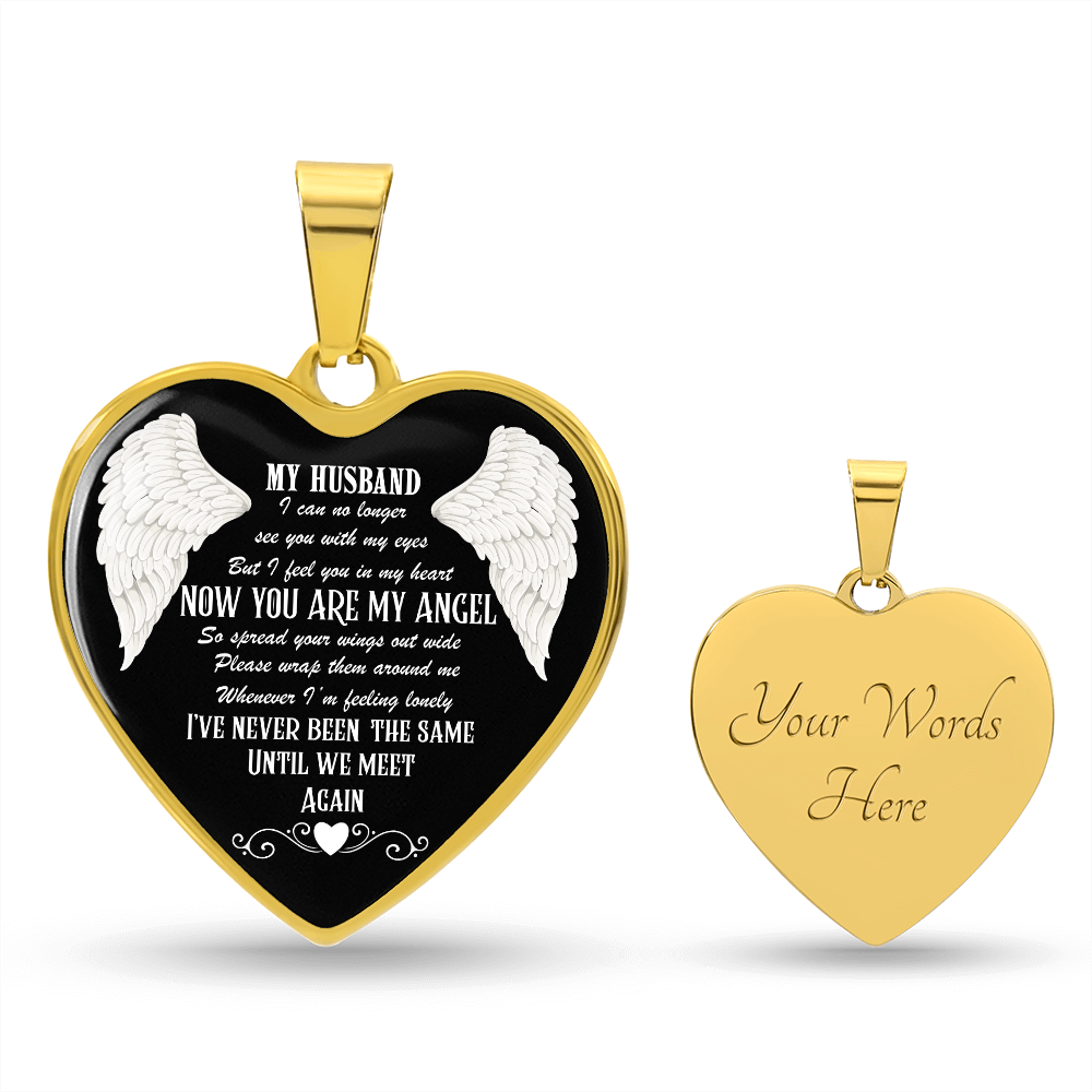 Graphic Heart Necklace My Husband now you are my Angel