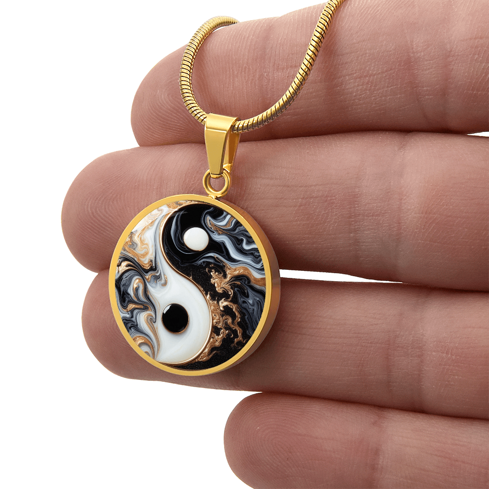 Luxury Yin Yang Circle Necklace – Modern Minimalist Pendant for Her | Designer Jewelry Gift