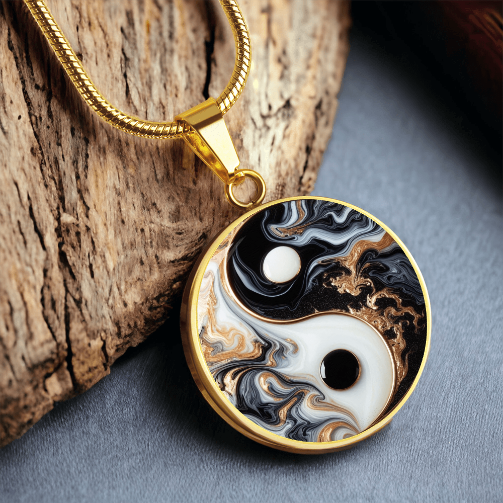 Luxury Yin Yang Circle Necklace – Modern Minimalist Pendant for Her | Designer Jewelry Gift