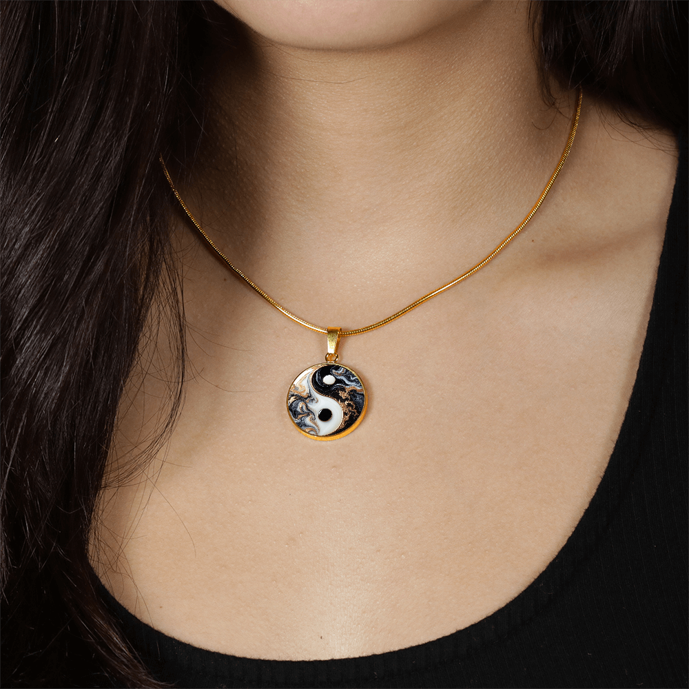 Luxury Yin Yang Circle Necklace – Modern Minimalist Pendant for Her | Designer Jewelry Gift