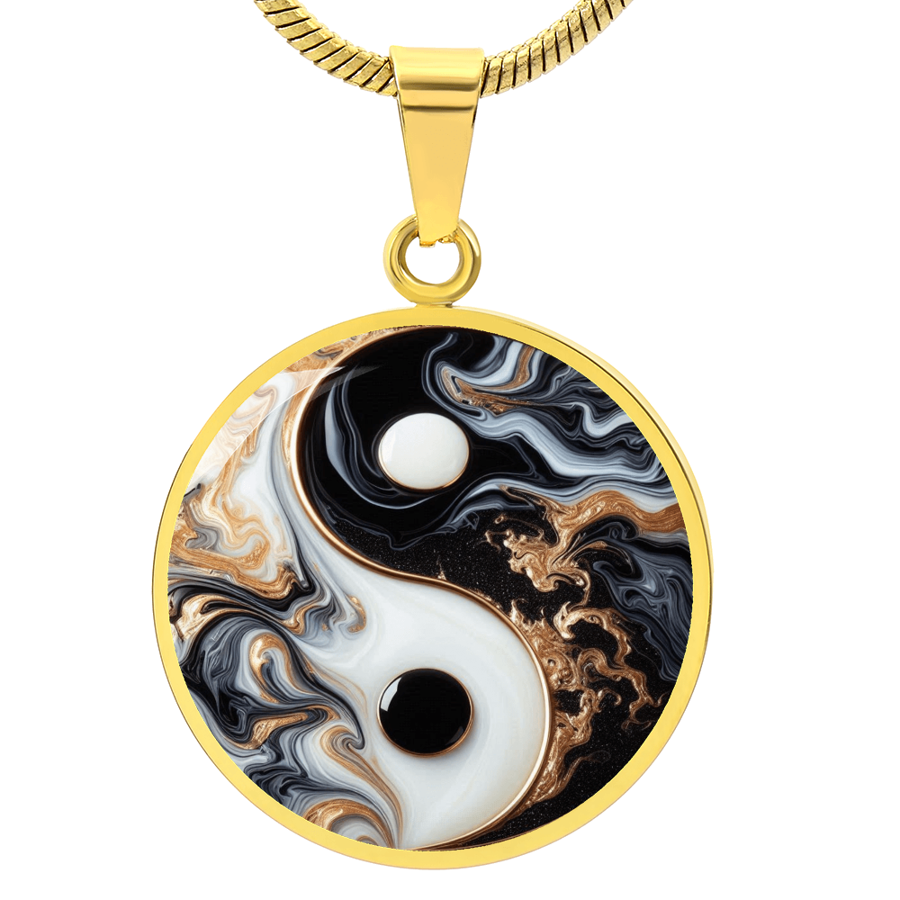 Luxury Yin Yang Circle Necklace – Modern Minimalist Pendant for Her | Designer Jewelry Gift