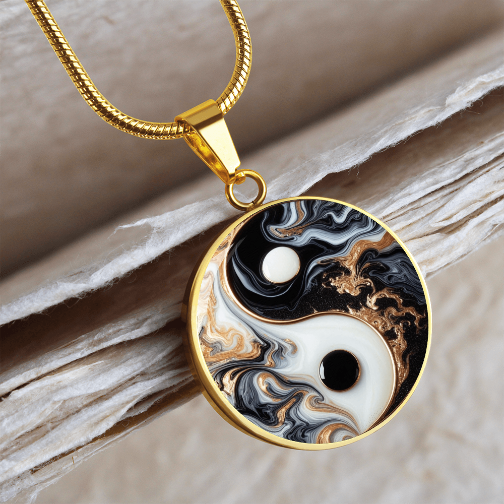 Luxury Yin Yang Circle Necklace – Modern Minimalist Pendant for Her | Designer Jewelry Gift