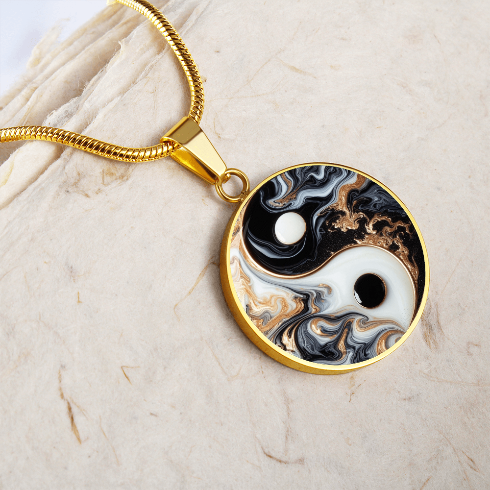 Luxury Yin Yang Circle Necklace – Modern Minimalist Pendant for Her | Designer Jewelry Gift