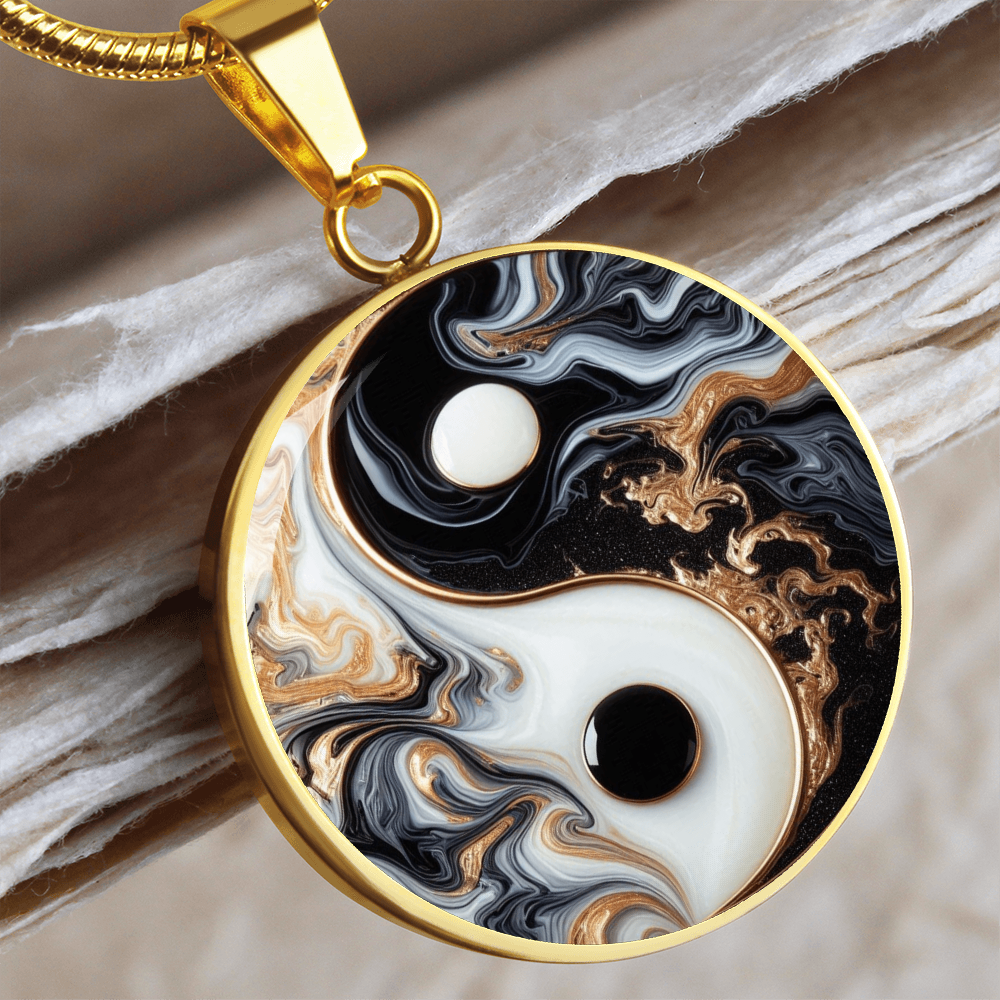 Luxury Yin Yang Circle Necklace – Modern Minimalist Pendant for Her | Designer Jewelry Gift