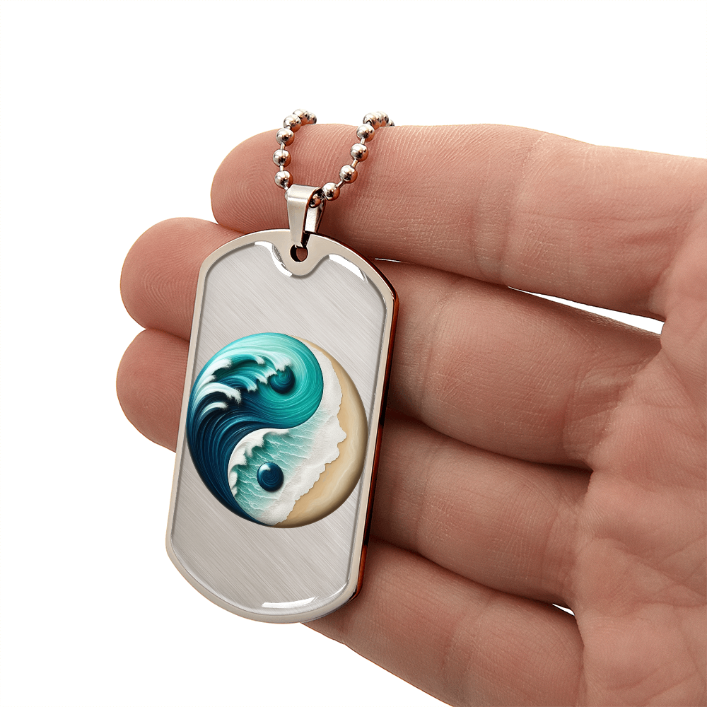 Yin Yang Tag Necklace Turquoise Nature-Inspired Zen Jewelry – Spiritual Gift for Him Mindfulness & Balance Symbol Pendant