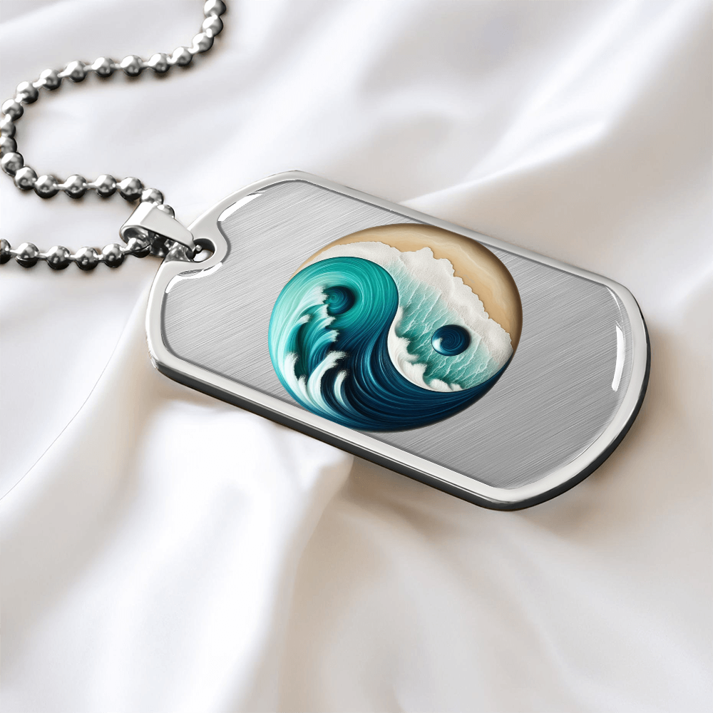 Yin Yang Tag Necklace Turquoise Nature-Inspired Zen Jewelry – Spiritual Gift for Him Mindfulness & Balance Symbol Pendant