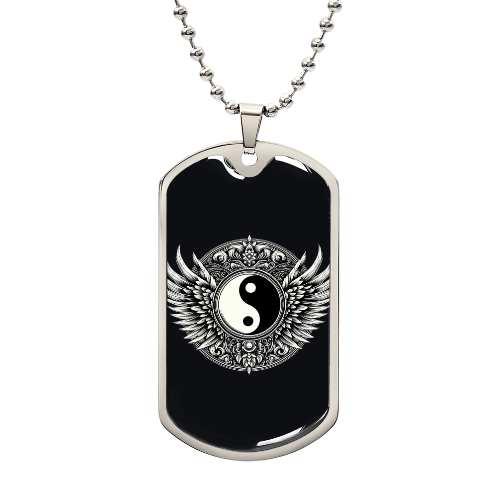 Luxury Graphic Tag Necklace Blacka and White Yin Yang