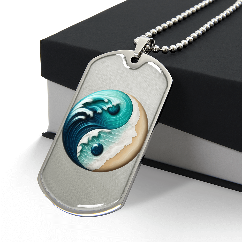 Yin Yang Tag Necklace Turquoise Nature-Inspired Zen Jewelry – Spiritual Gift for Him Mindfulness & Balance Symbol Pendant
