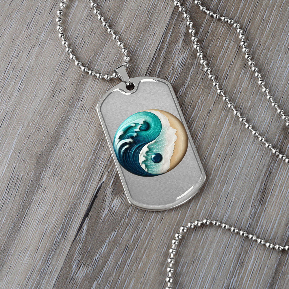 Yin Yang Tag Necklace Turquoise Nature-Inspired Zen Jewelry – Spiritual Gift for Him Mindfulness & Balance Symbol Pendant