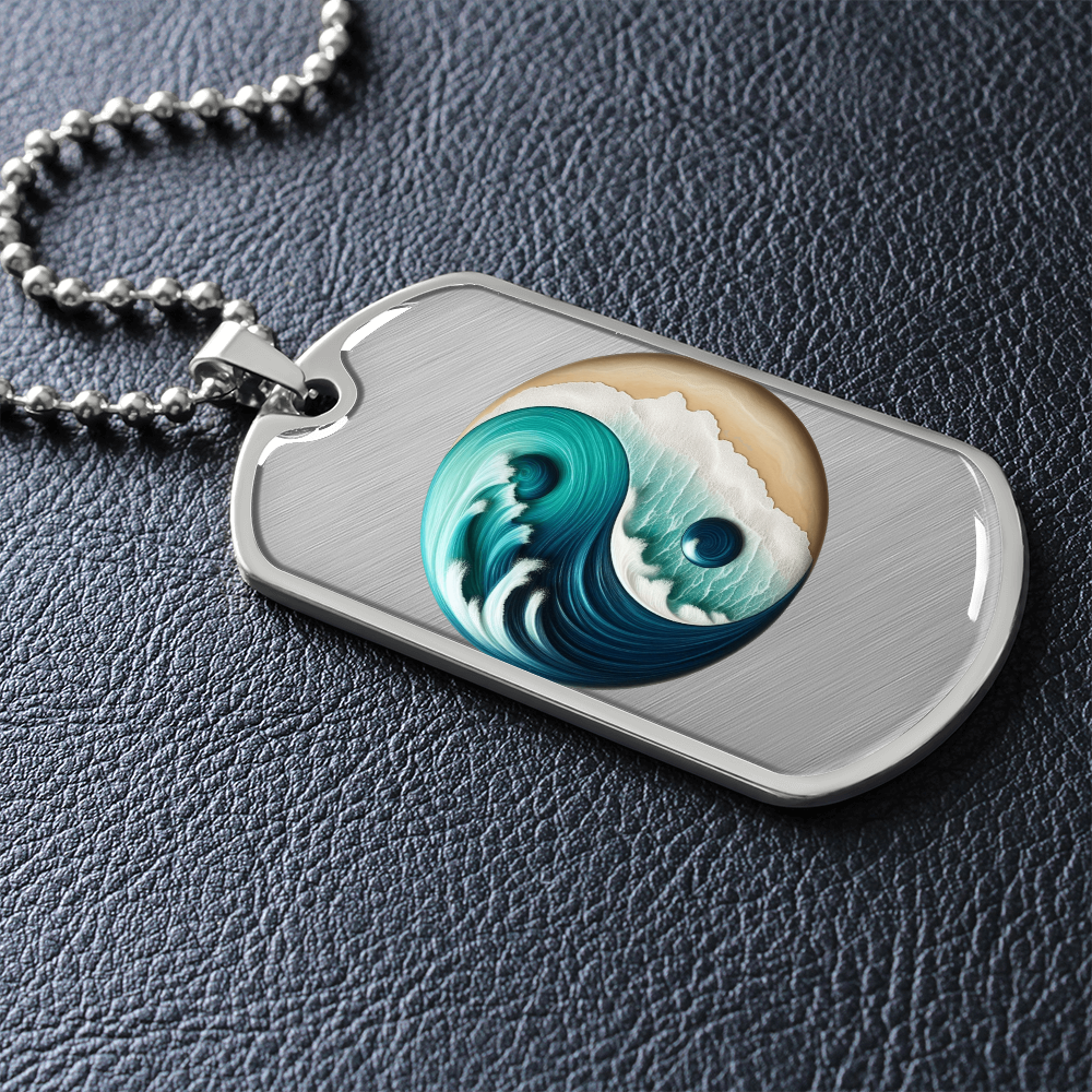 Yin Yang Tag Necklace Turquoise Nature-Inspired Zen Jewelry – Spiritual Gift for Him Mindfulness & Balance Symbol Pendant