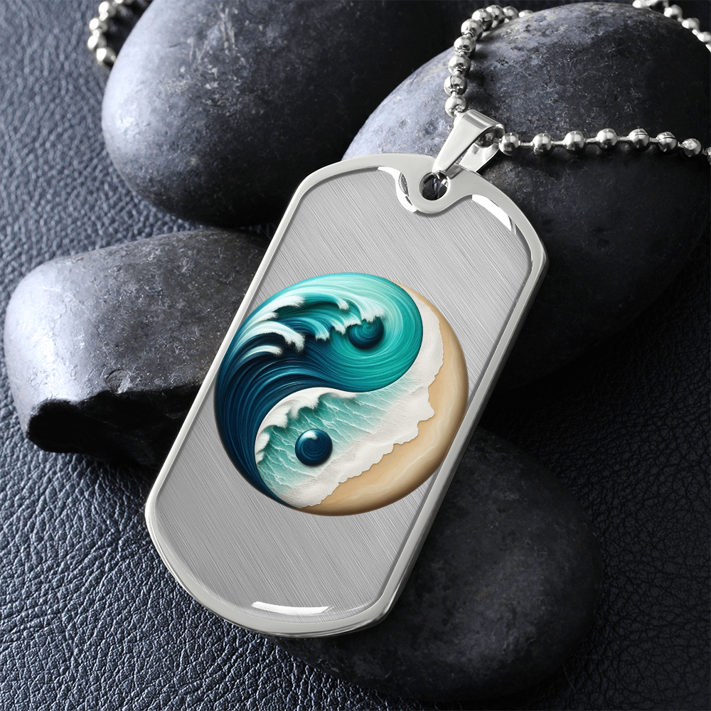 Yin Yang Tag Necklace Turquoise Nature-Inspired Zen Jewelry – Spiritual Gift for Him Mindfulness & Balance Symbol Pendant