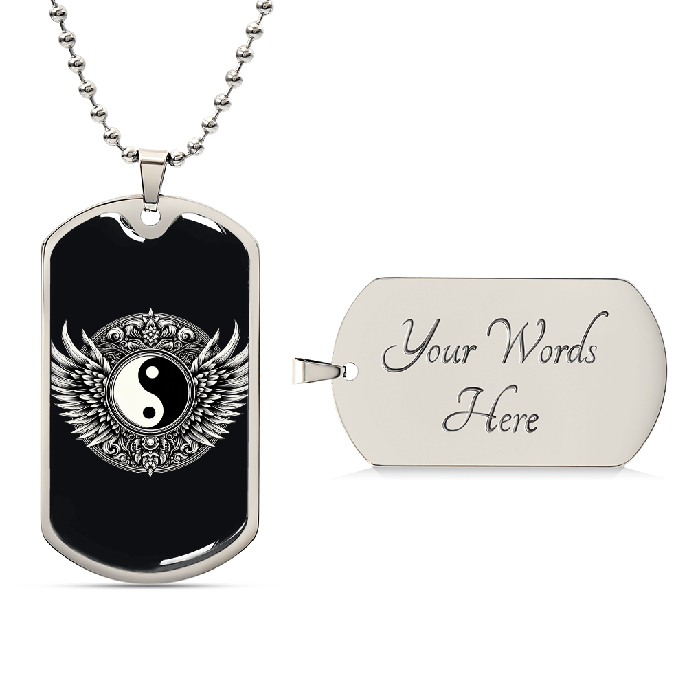 Luxury Graphic Tag Necklace Blacka and White Yin Yang