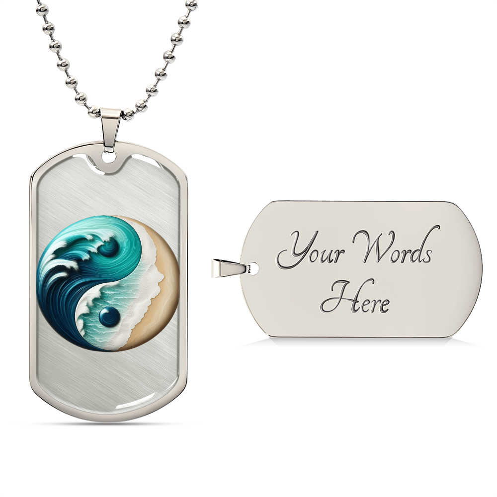 Yin Yang Tag Necklace Turquoise Nature-Inspired Zen Jewelry – Spiritual Gift for Him Mindfulness & Balance Symbol Pendant