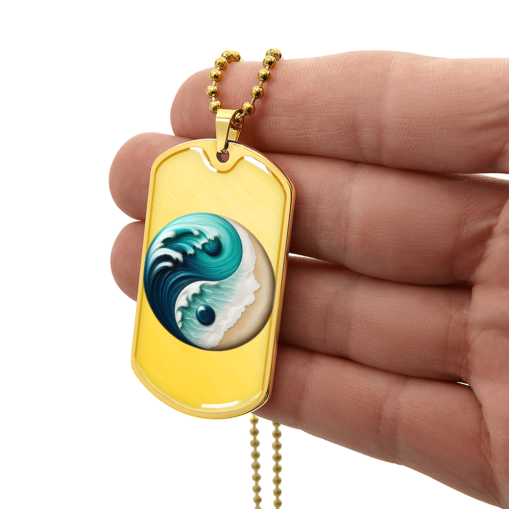 Yin Yang Tag Necklace Turquoise Nature-Inspired Zen Jewelry – Spiritual Gift for Him Mindfulness & Balance Symbol Pendant