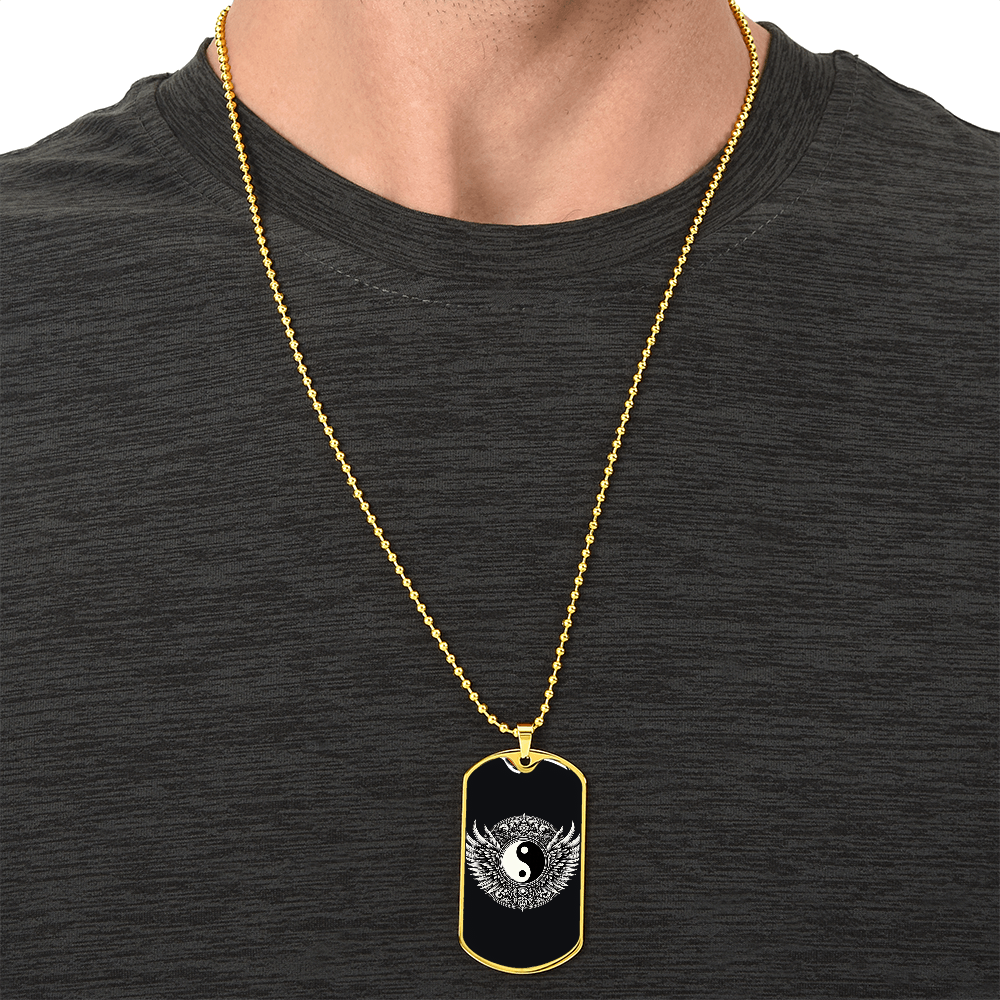 Luxury Graphic Tag Necklace Blacka and White Yin Yang