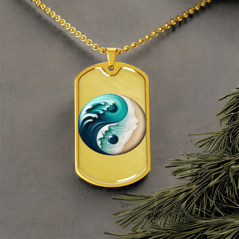 Yin Yang Tag Necklace Turquoise Nature-Inspired Zen Jewelry – Spiritual Gift for Him Mindfulness & Balance Symbol Pendant