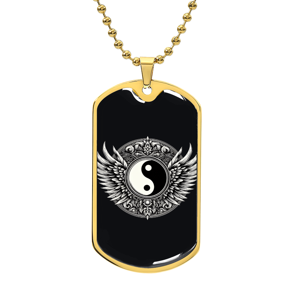 Luxury Graphic Tag Necklace Blacka and White Yin Yang