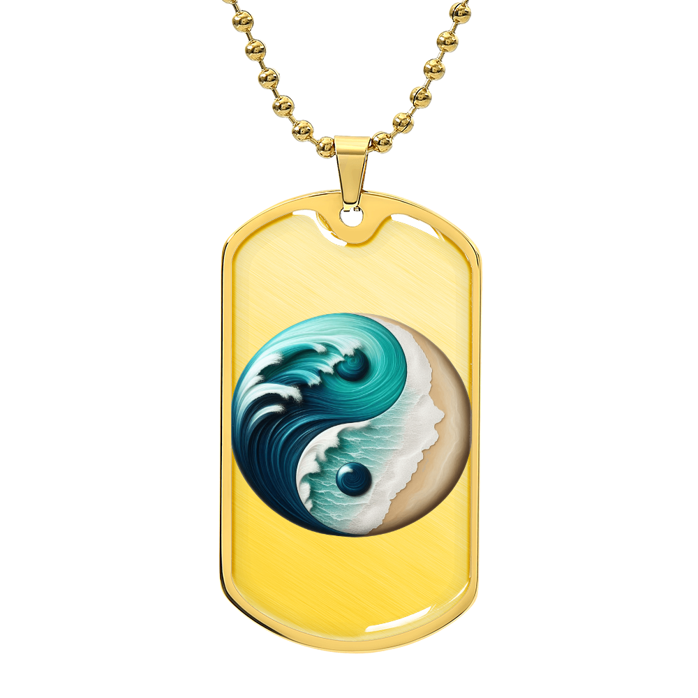Yin Yang Tag Necklace Turquoise Nature-Inspired Zen Jewelry – Spiritual Gift for Him Mindfulness & Balance Symbol Pendant