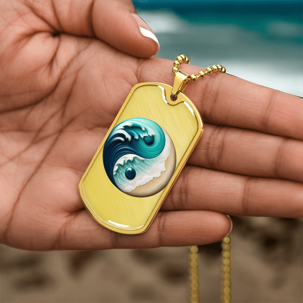 Yin Yang Tag Necklace Turquoise Nature-Inspired Zen Jewelry – Spiritual Gift for Him Mindfulness & Balance Symbol Pendant