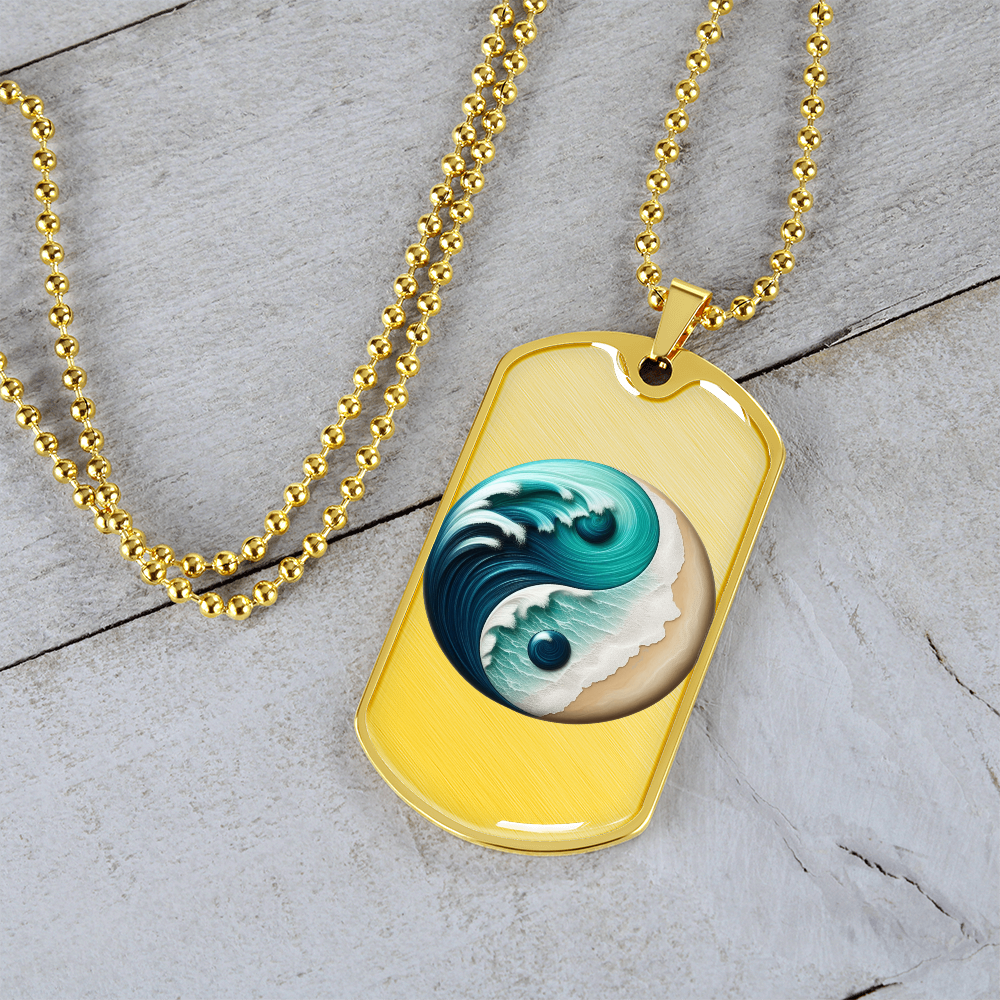 Yin Yang Tag Necklace Turquoise Nature-Inspired Zen Jewelry – Spiritual Gift for Him Mindfulness & Balance Symbol Pendant