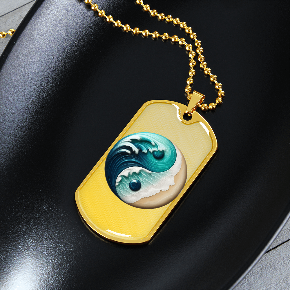 Yin Yang Tag Necklace Turquoise Nature-Inspired Zen Jewelry – Spiritual Gift for Him Mindfulness & Balance Symbol Pendant