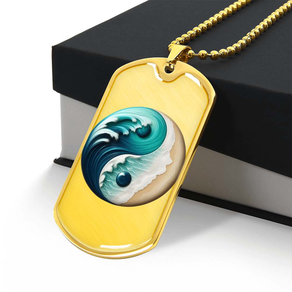 Yin Yang Tag Necklace Turquoise Nature-Inspired Zen Jewelry – Spiritual Gift for Him Mindfulness & Balance Symbol Pendant