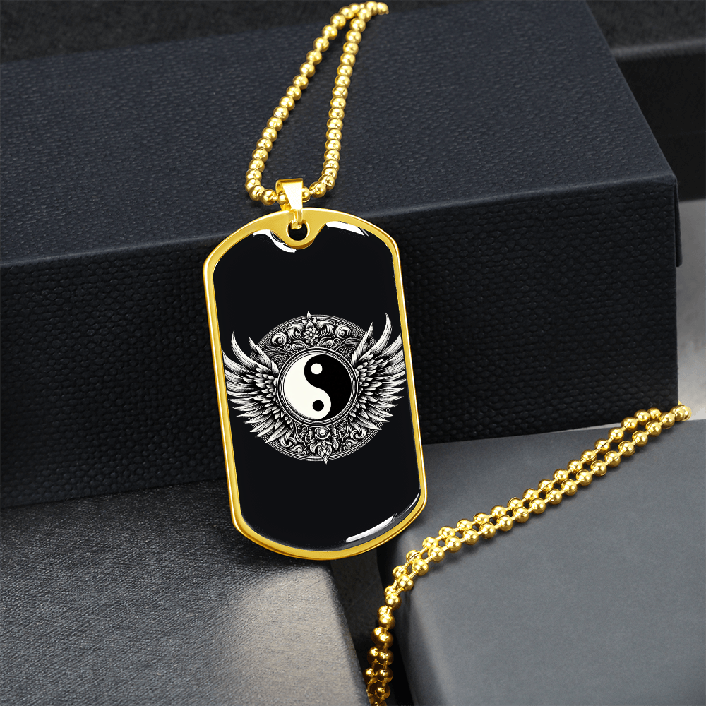Luxury Graphic Tag Necklace Blacka and White Yin Yang