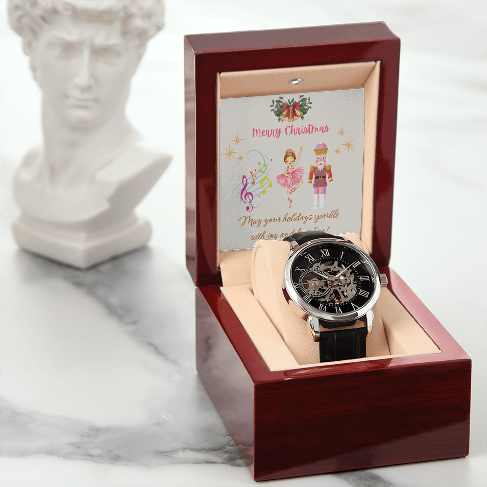Openwork Watch with Merry Christmas Message Nutckrackers Card