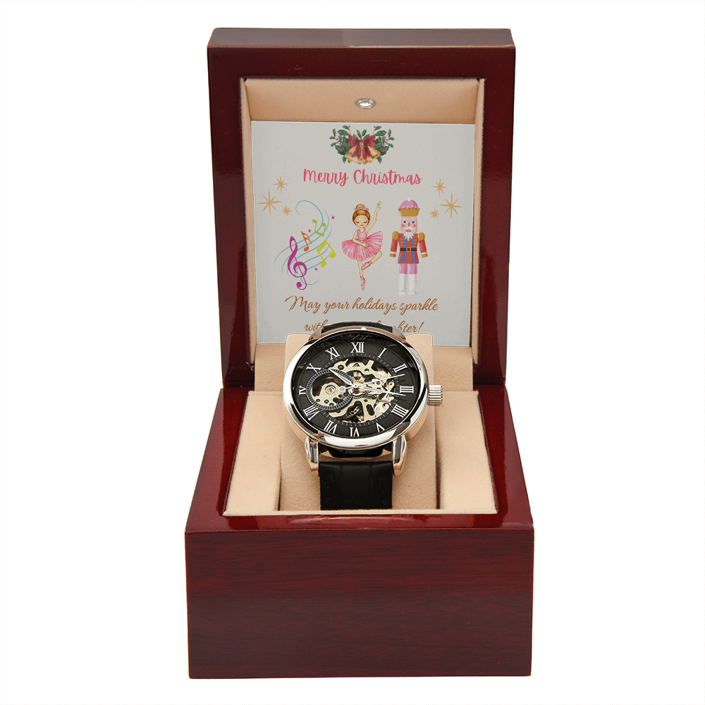 Openwork Watch with Merry Christmas Message Nutckrackers Card